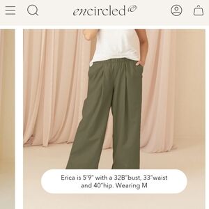 Encircled - The Linen-Cotton Wide Leg Pant - Dusty Olive - size M